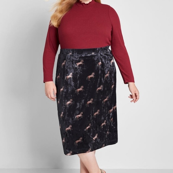 Modcloth Dresses & Skirts - ModCloth The Plot Thickens Velvet Horse Skirt